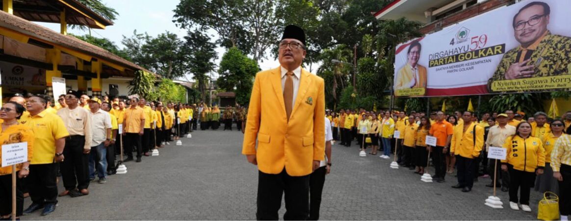 SIAGA: Partai Golkar gelar Apel Siaga yang diikuti 600 orang kader dan caleg Golkar seluruh Bali di DPD Partai Golkar Bali, Denpasar, Rabu (18/10/2023). (Golkar Bali untuk Radar Bali)