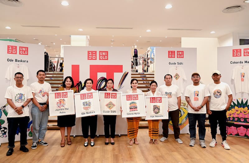 KERJA SAMA: Irma Yunita (UNIQLO) (4 dari kiri), Ny. Sagung Antari Jaya Negara (5 dari kiri), Ni Nyoman Sri Utari (3 dari kiri), Ny. Ayu Kristi Arya Wibawa (5 dari kanan), Ny. Ida Ayu Widnyani Wiradana