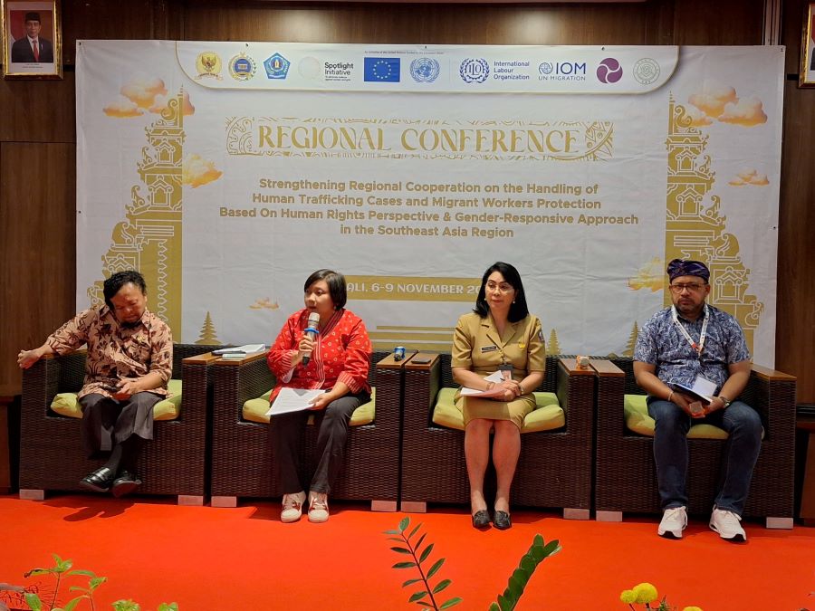 PERANGI PERDAGANGAN ORANG: Konferensi Regional Gerak Bersama Memerangi Perdagangan Orang di ASEAN di Kuta, 6 November 2023.