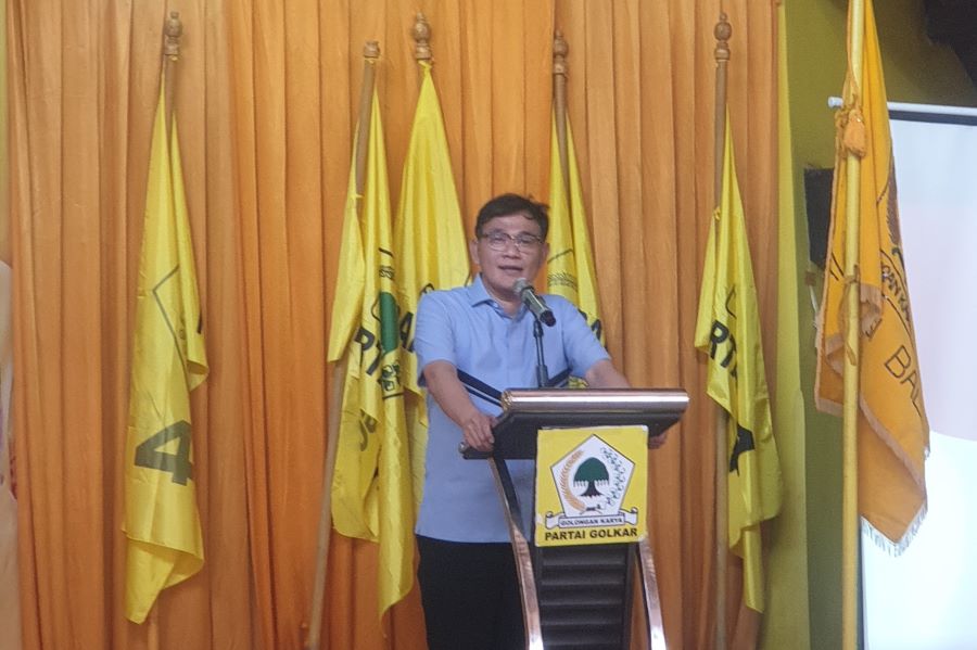 BAKAR SEMANGAT: Tim Dewan Pakar TKN Prabowo - Gibran Budiman Sujatmiko saat membakar semangat kader Partai Golkar Bali (26/11/2023)
