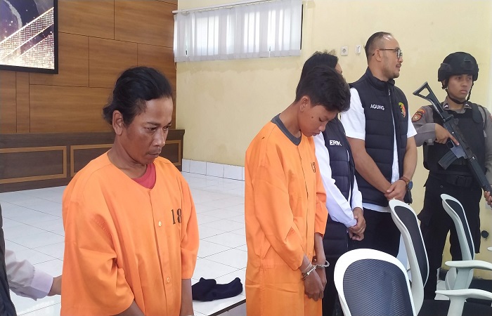 Tersangka HRYsaat diamankan polisi setelah menyetubuhi korban yang masih ABG hingga hamil.