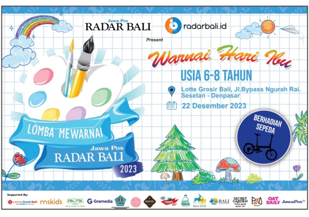 TINGKAT SD: Lomba mewarnai hari Ibu tingkat SD Radar Bali akan digelar Jumat (22/13/2023). (Radar Bali Event)