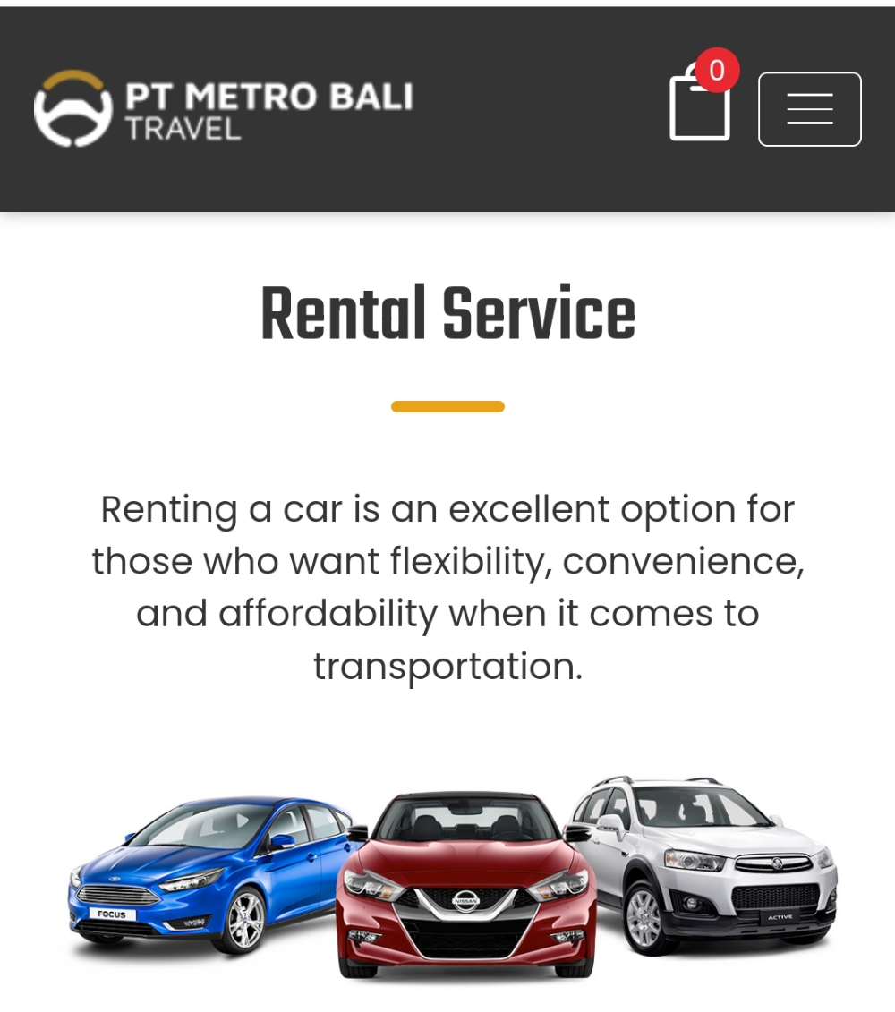 SESUAI KEBUTUHAN: Memilih jenis mobil sewaan bisa dipesan di Instagram @metrobalitravel.