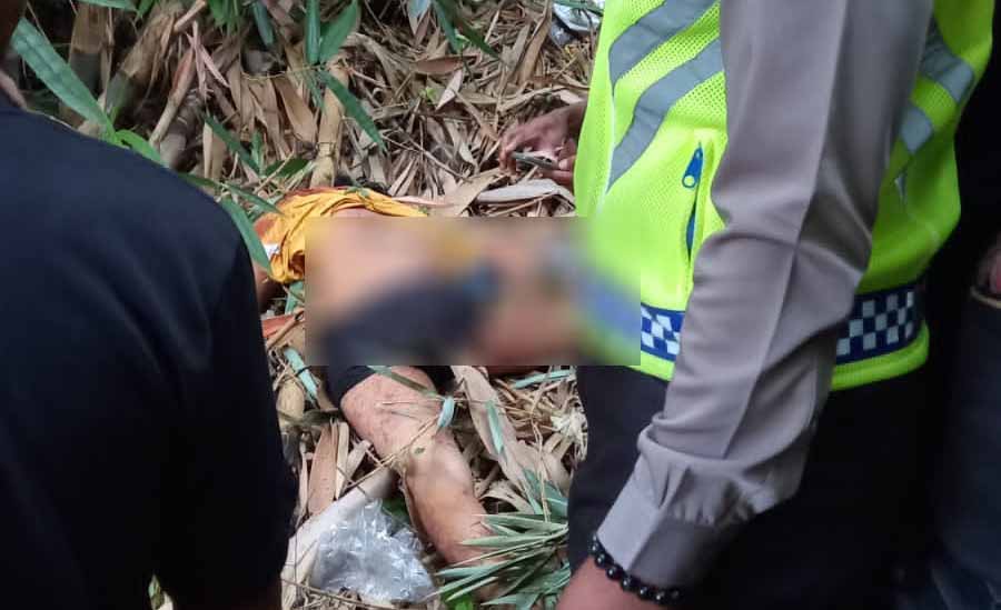 LAKALANTAS: Kecelakaan tunggal yang mengakibatkan korban meninggal di Desa Sinabun, Kecamatan Banjar, Buleleng. (foto: polres buleleng)