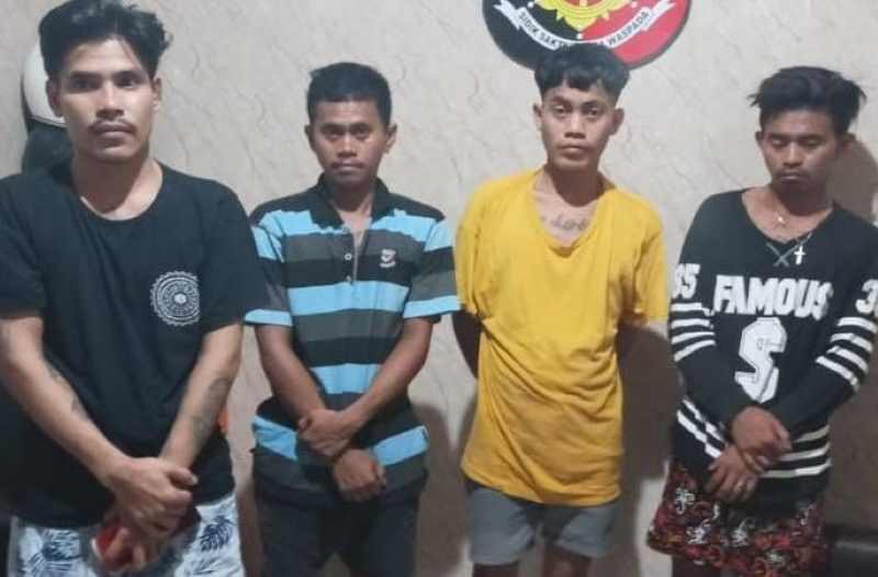DIRINGKUS : Empat dari sembilan pelaku pengeroyokan diamankan aparat Polsek Kuta Utara, lantaran Keroyok Anggota TNI. (foto: sumber polisi)