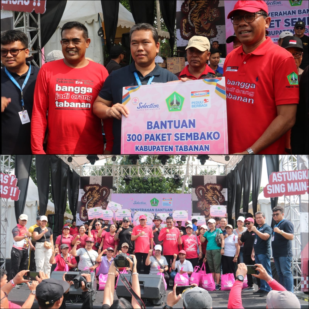 SIMBOLIS: Sekda Tabanan I Gede Susila (kanan) dan Branch Manager Indomaret Cabang Bali Ridwan Syahroni. (Indomaret)