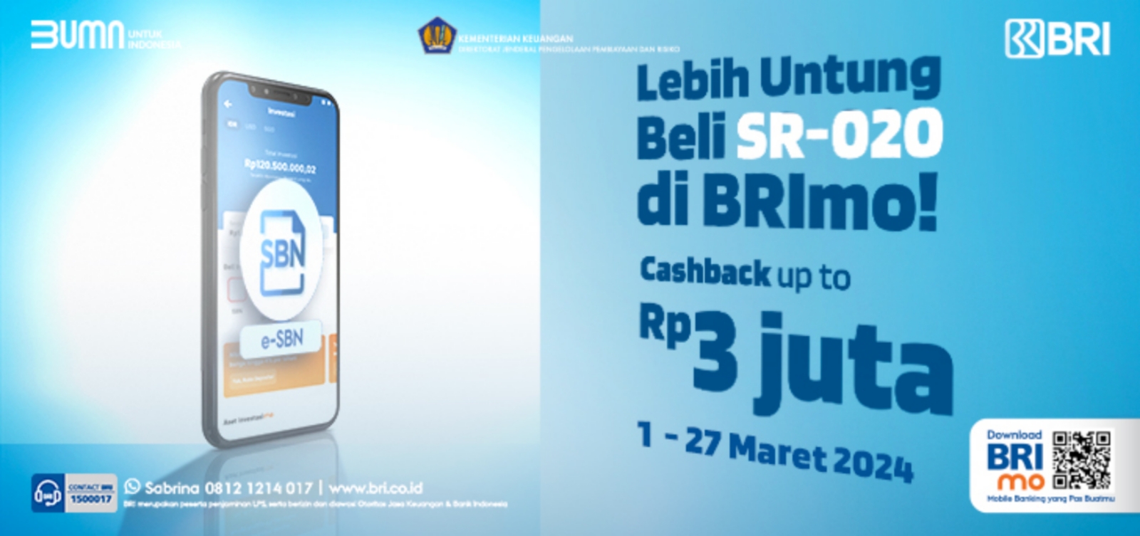 SIMPEL: BRI melalui BRImo memudahkan berinvestasi Sukuk Ritel.  (BRI)