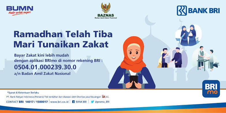 MEMUDAHKAN: BRI melalui BRImo memberikan kemudahan bagi kamu untuk memberikan donasi, infaq dan zakat. (BRI)