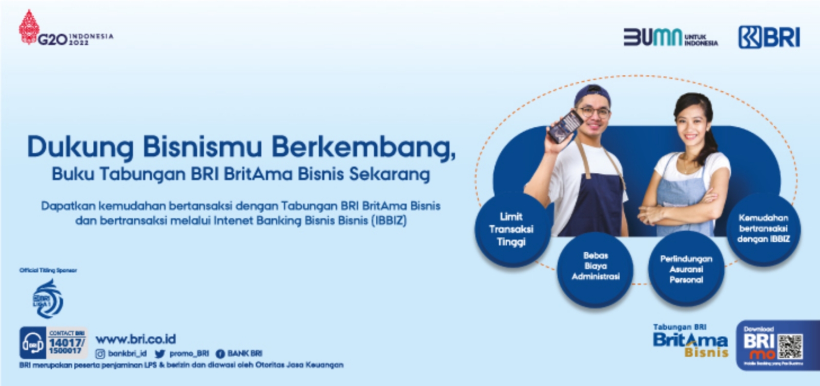 SOLUSI: Tabungan BritAma Bisnis dari BRI hadir sebagai solusi bagi para pelaku usaha. (BRI)