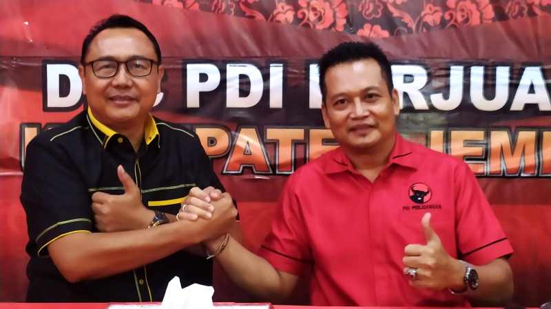 DISATUKAN KEPENTINGAN : I Made Suardana dari Partai Golkar (kiri) dan I Made Kembang Hartawan galang koalisi untuk Pilkada 2024. (m.basir/radar bali)