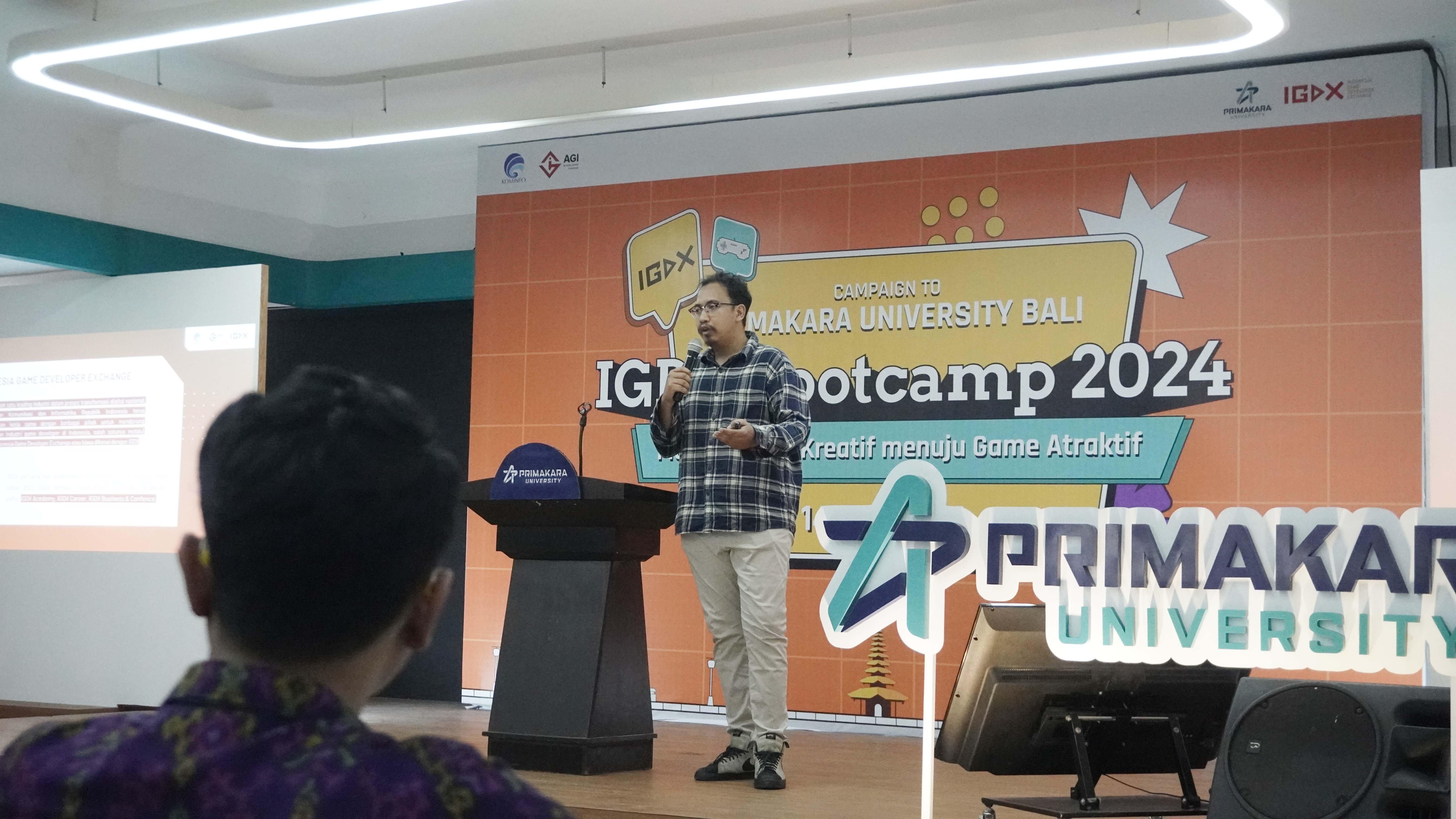 SHARING: IGDX Bootcamp 2024 pada Selasa, (14/5/2024) di Aula Primakara University, Renon, Denpasar. (Primakara University)