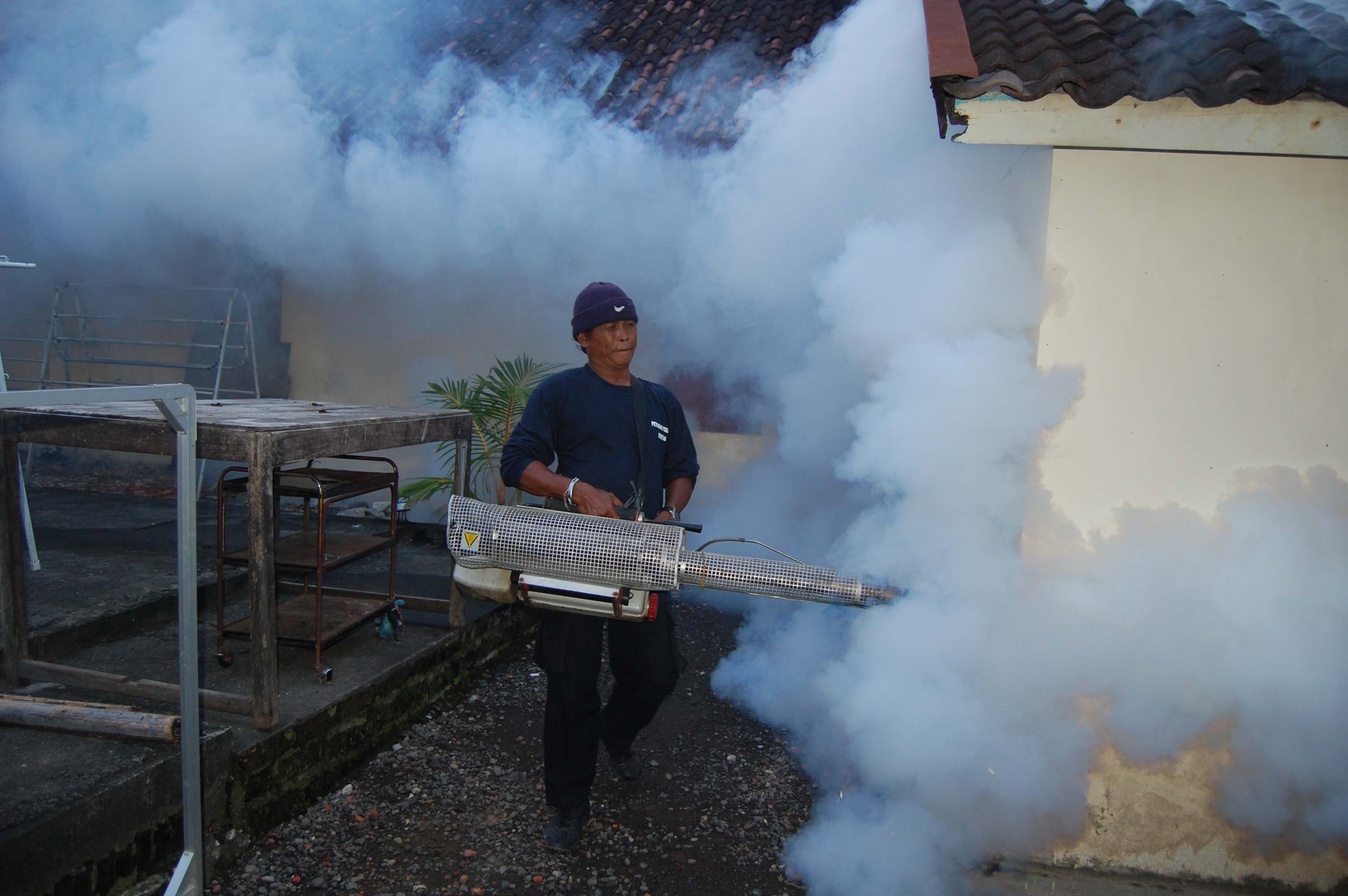 ANTISIPASI: Fogging yang dilakukan petugas di Kelurahan Penatih Denpasar