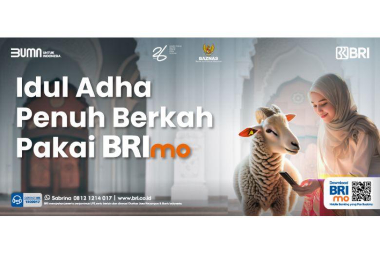 TERPERCAYA: BRImo memiliki fitur donasi yang bekerja sama dengan lembaga terpercaya menyalurkan uang untuk berkurban. (BRI)