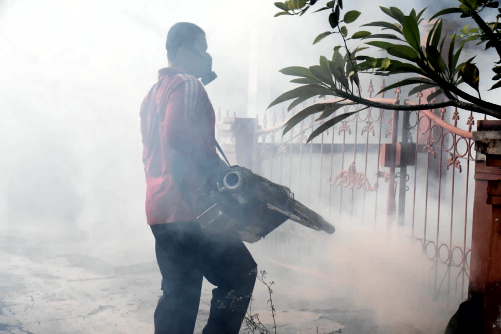 FOGGING: Kegiatan fogging yang rutin dilakukan untuk antisipasi merebaknya kasus DBD di Kota Denpasar.