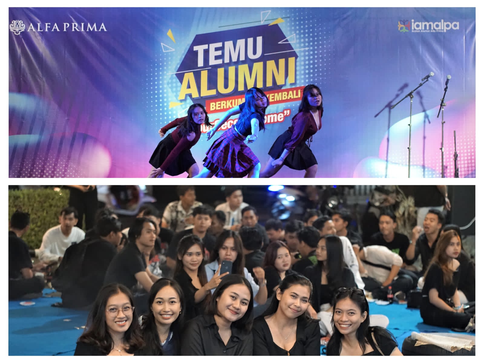 Suasana kebersamaan acara "Temu Alumni 2024" di Kampus Alfa Prima Denpasar Minggu, 21 Juli 2024.
