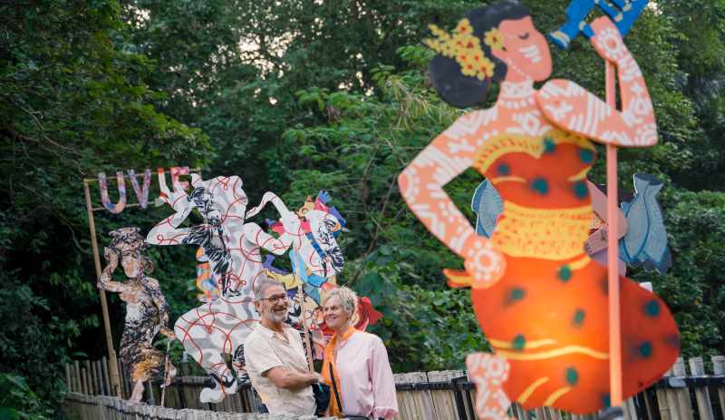 TERUS BEREKSPLORASI: Sebagian dari karya-karya Iluh Bali dan seniman lain pada even Ubud Village Jazz Festival (UVJF) 2023 lalu. (Istimewa)