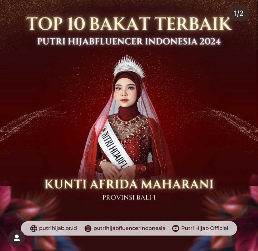 MENUJU TANGGA FINAL: Flayer penobatan Kunti sebagai Top 10 Bakat Terbaik Putri Hijabfluencer 2024
