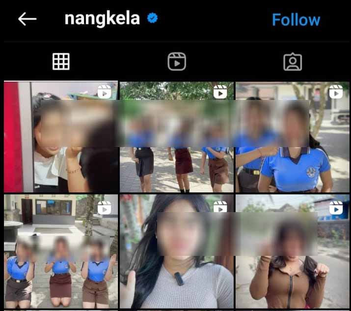 DIMANFAATKAN GURUNYA : Sejumlah siswi SMPN 2 Kerambitan yang dijadikan konten di akun instagram oknum guru seni dengan akun Nangkela. (istimewa)