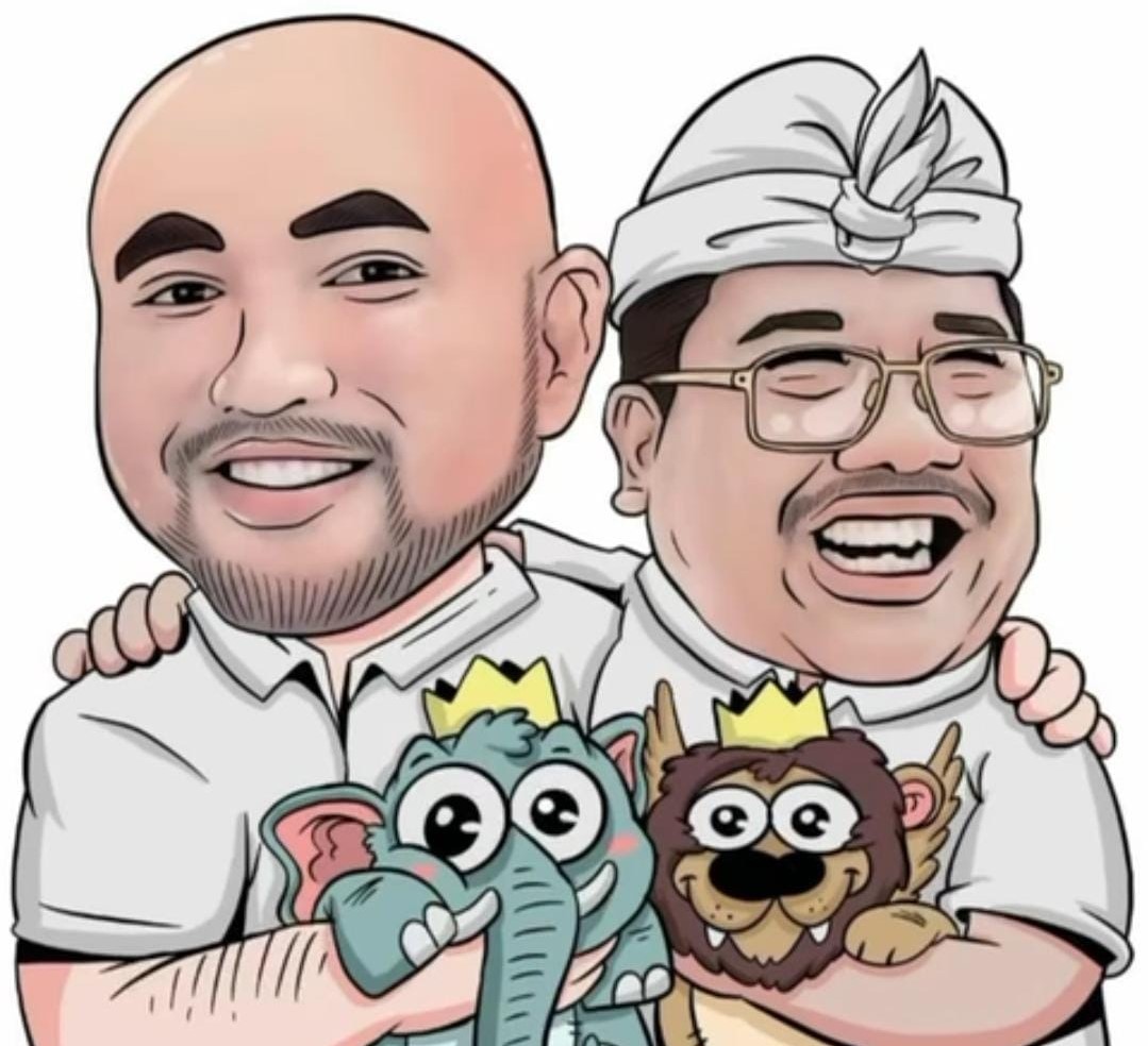 VIRAL: Karikatur pasangan calon yang di usung Partai Gerindra, Made Muliawan Arya - PAS ramai di media sosial. Paslon ini sudah direstui Prabowo dan Presiden Jokowi untuk Pilgub Bali.
