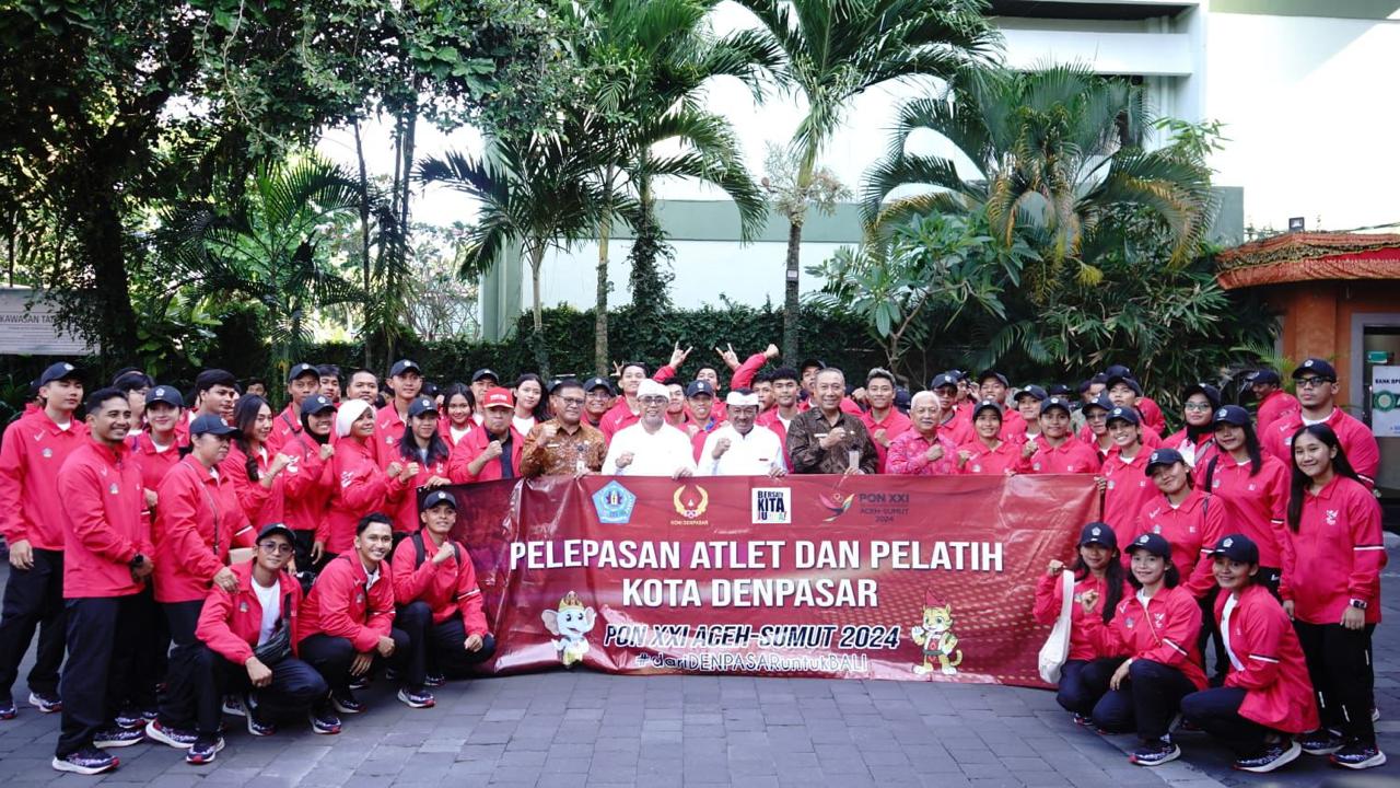 LEPAS: Pelepasan atlet dan pelatih Kota Denpasar untuk bertarung di PON  XXI  Aceh-Sumatera Utara.