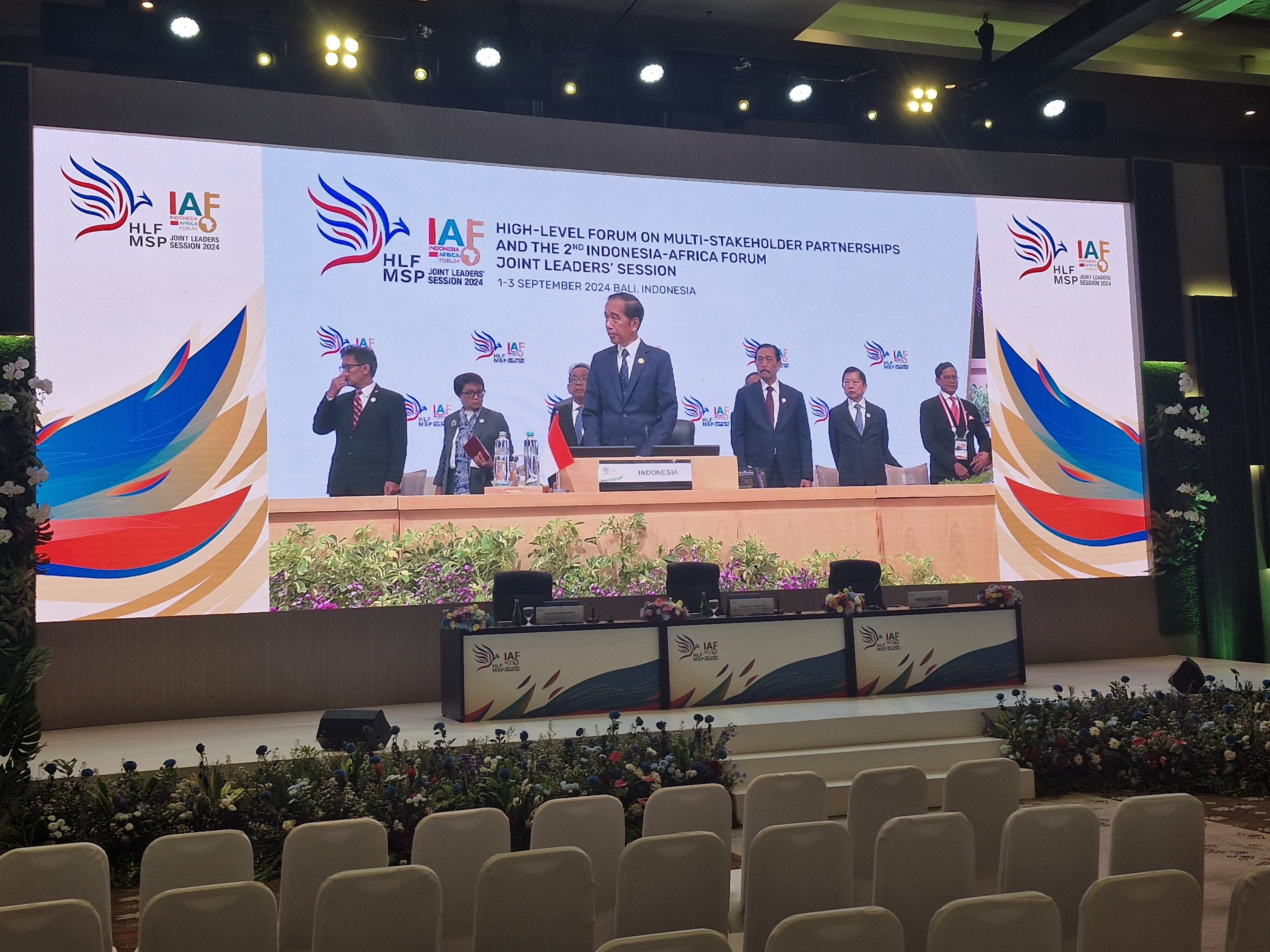 HARAPAN BARU: Presiden Joko Widodo saat membuka acara HLF MSP di Nusa Dua Bali Selasa, 3 September 2024