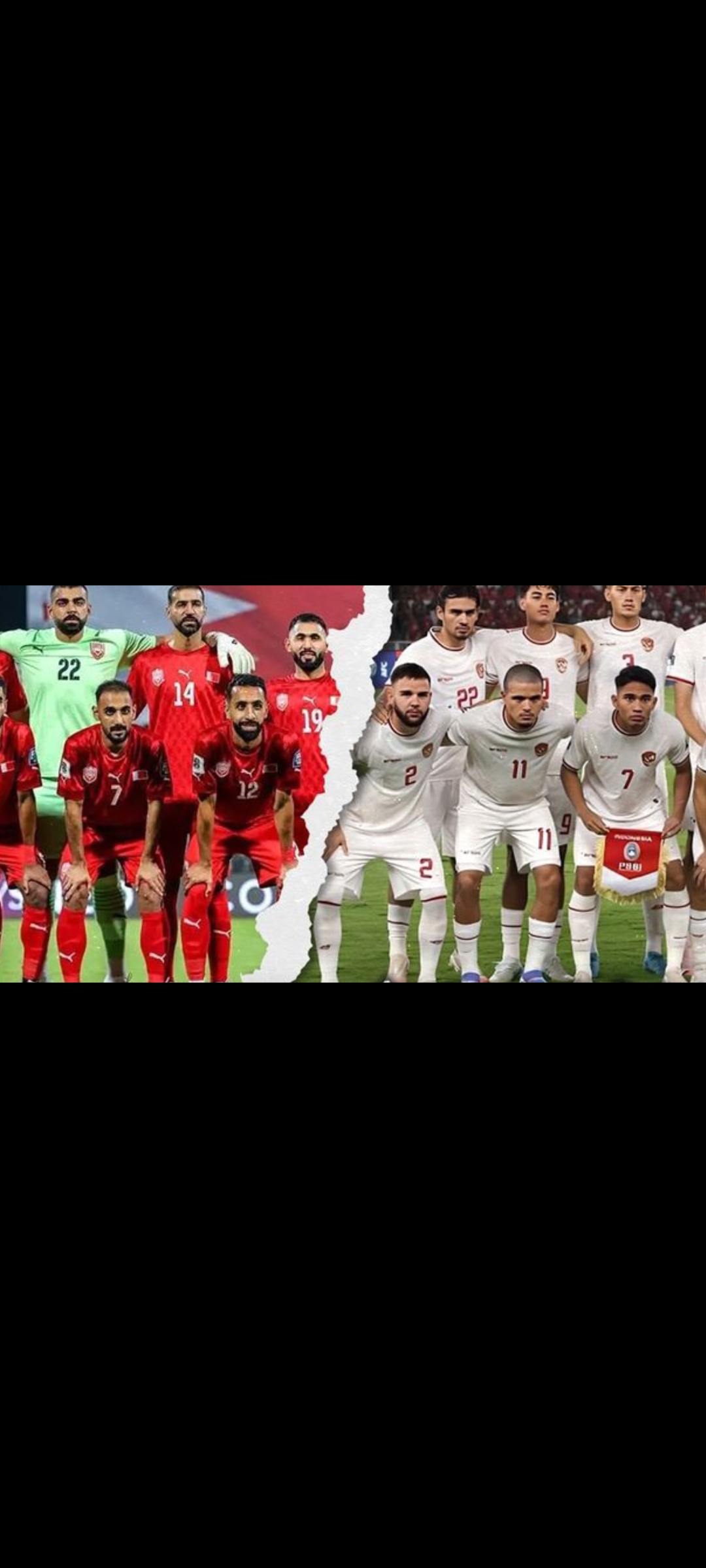 Timnas Bahrain dan Indonesia pada pertandingan Leg 1