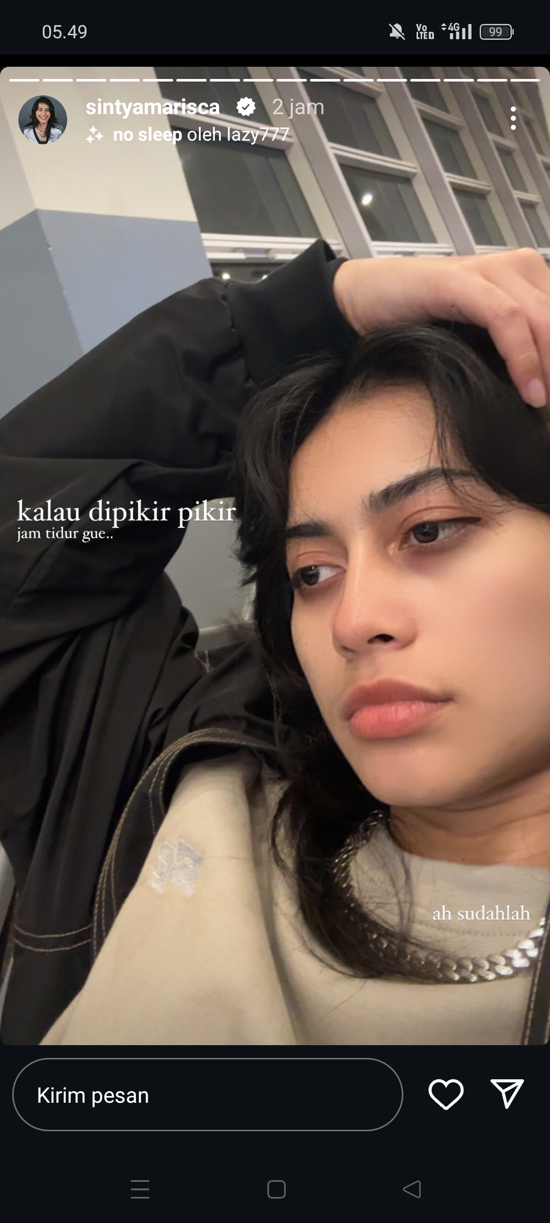 Insta story milik Sintya Marisca di tengah foto viral milik Abidzar tersebar