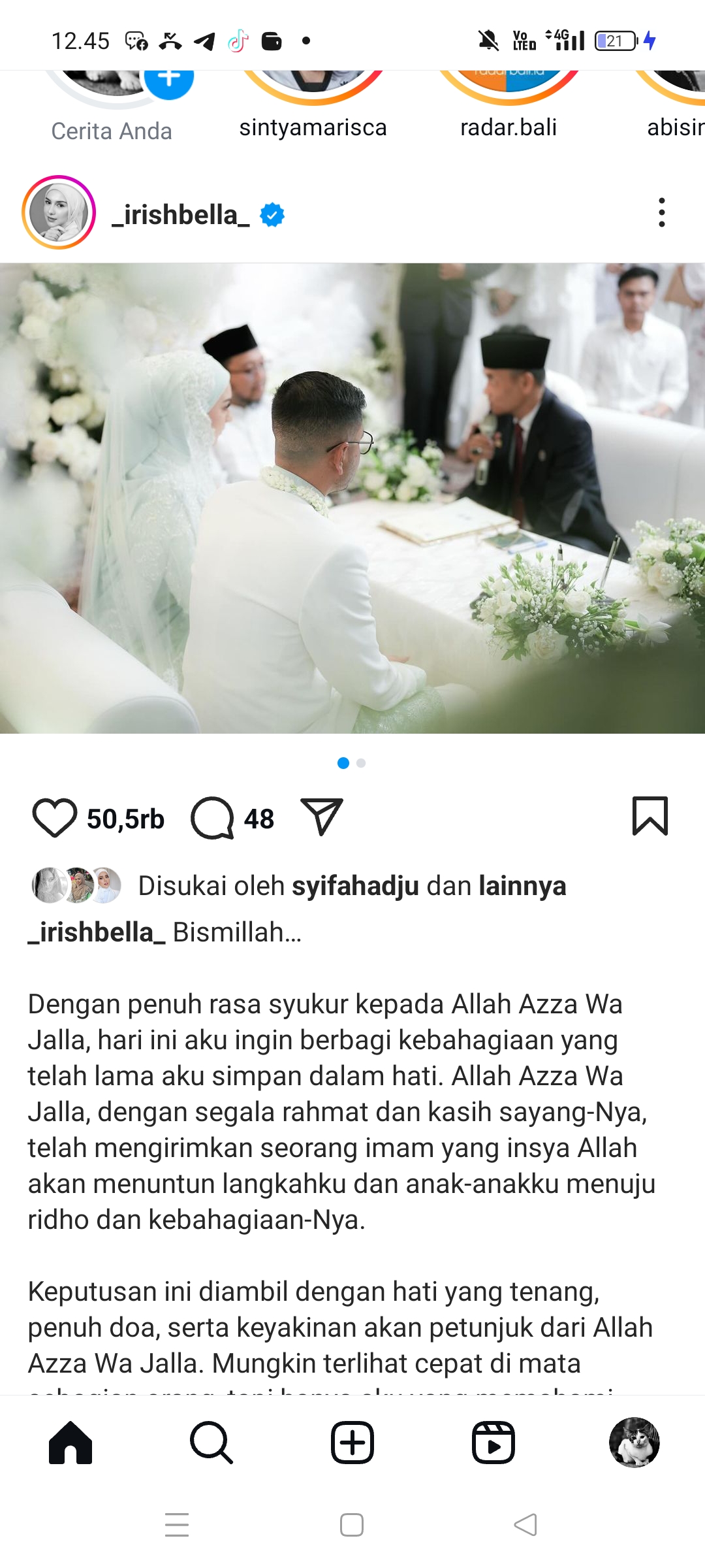 Irish Bella menikah lagi untukbyang kedua