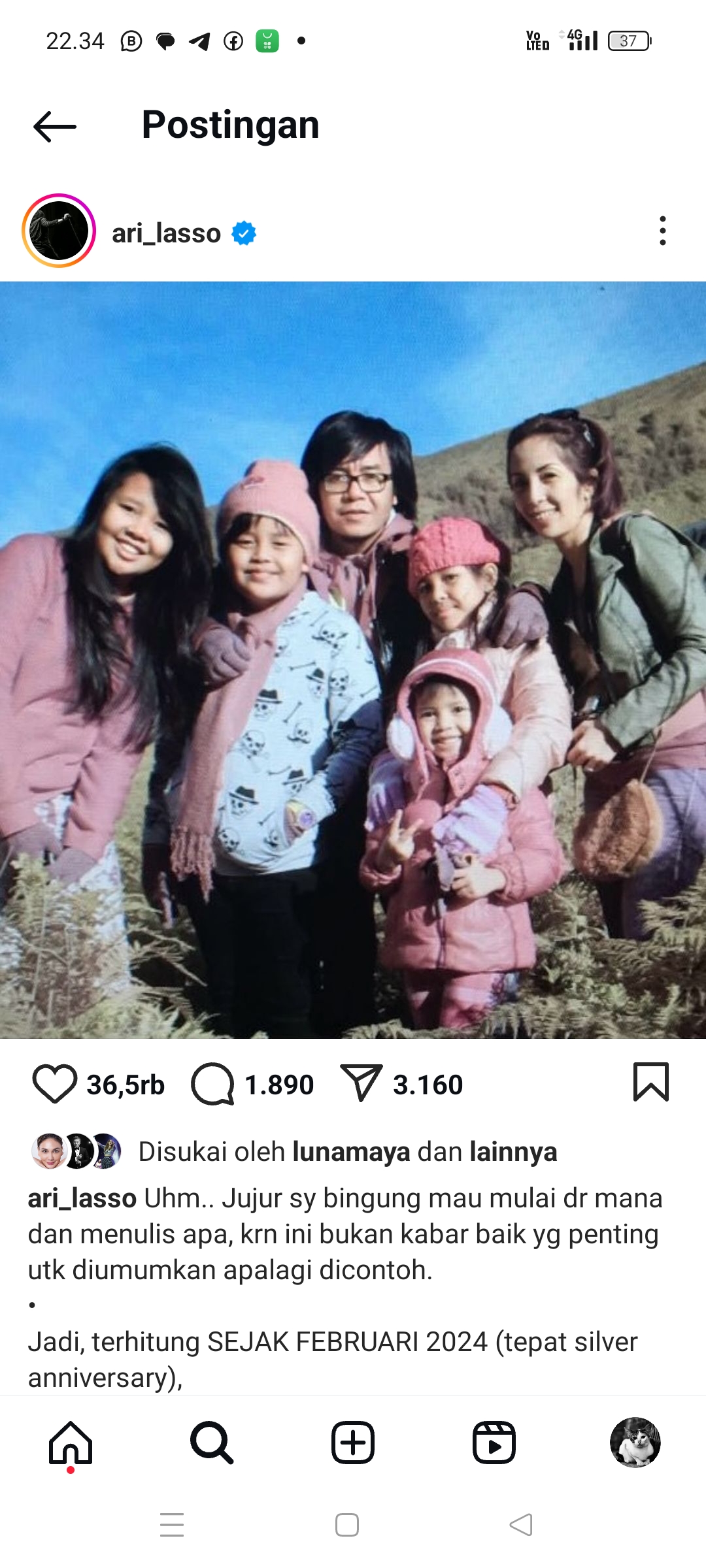 Ari Lasso dan keluarganya