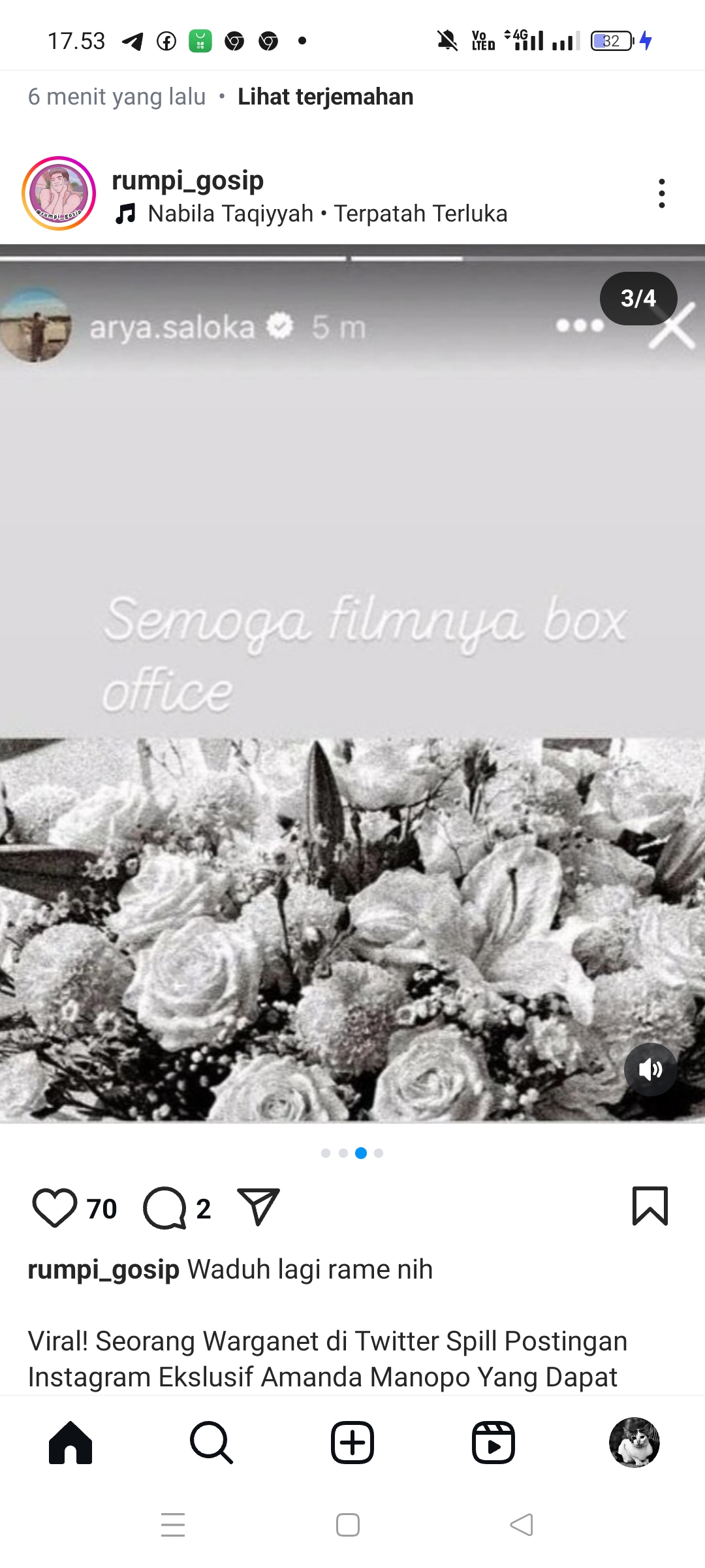 Unggahan Arya Saloka diduga untuk Amanda Manopo