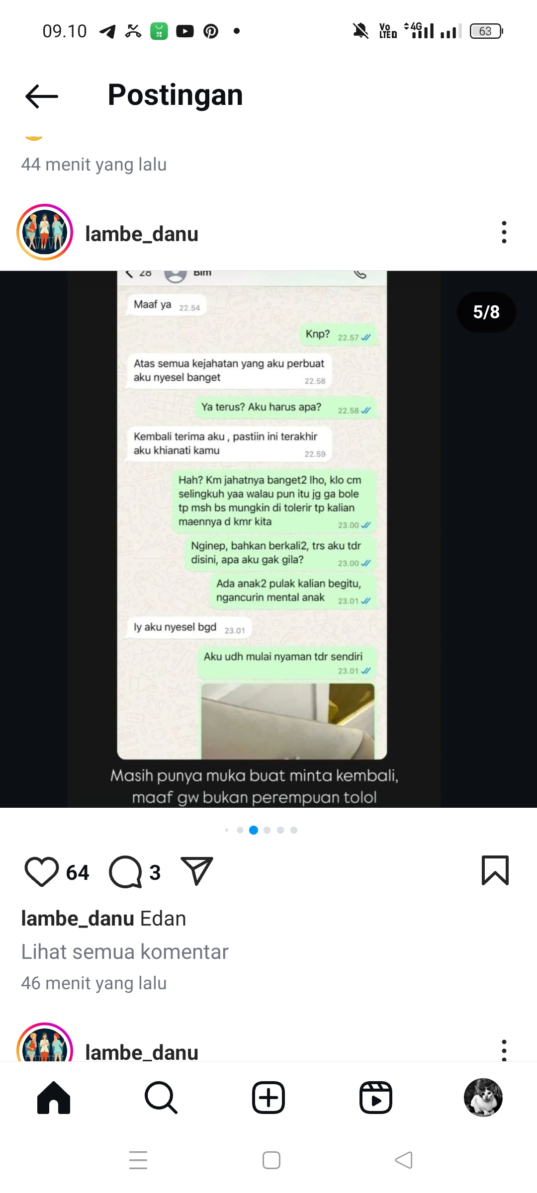 Isi Chat suami meminta balikan pada istri sah