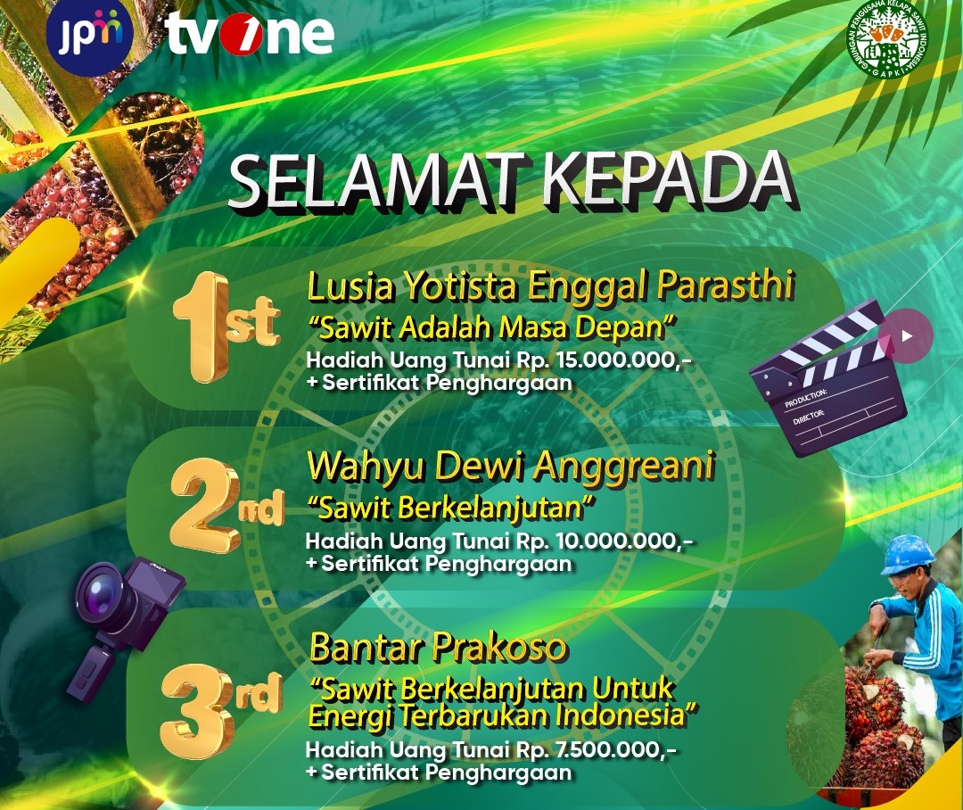PEMENANG: Para juara lomba video, Sawit Masa Depan Indonesia dan Dunia yang diselenggarakan GAPKI
