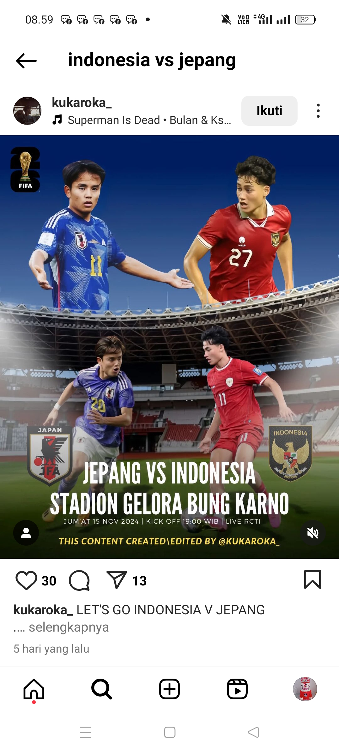 Pertandingan Indonesia vs Jepang