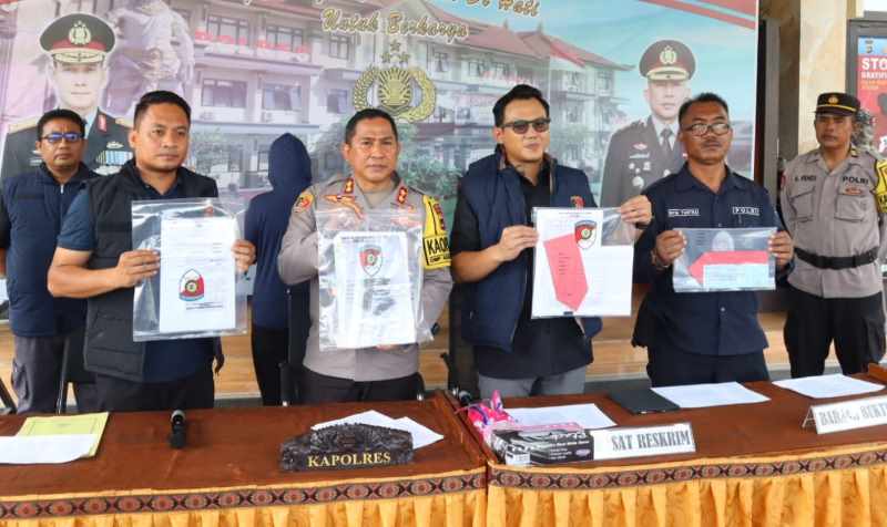 BARANG BUKTI: Polres Gianyar mengusut dugaan proyek fiktif dana BKK Badung di Desa Buahan Kaja, Payangan.(foto:polres Gianyar)