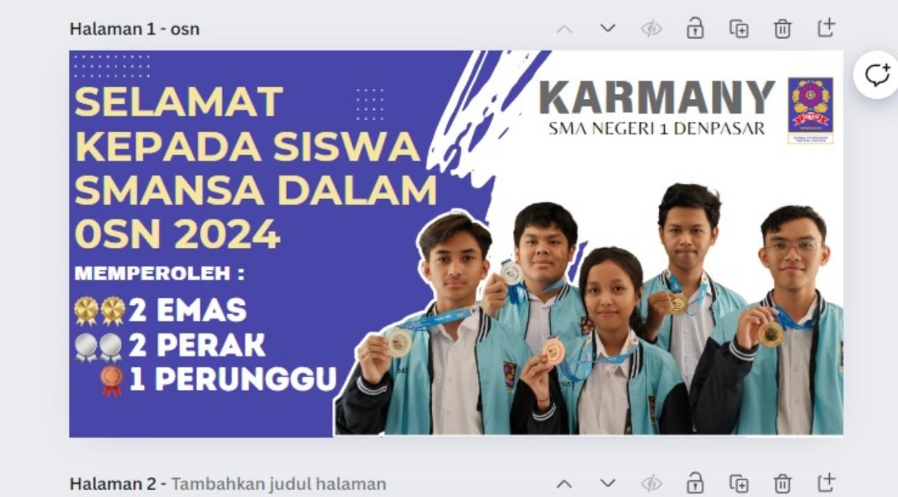 SELAMAT: Siswa SMAN 1 Denpasar meraih 2 emas, 2 Perak dan 1 Perunggu dalam OSN 2024.