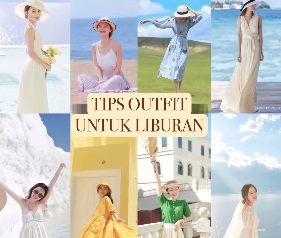 STYLISH: Salah satu contoh busana outfit untuk liburan akhir tahun