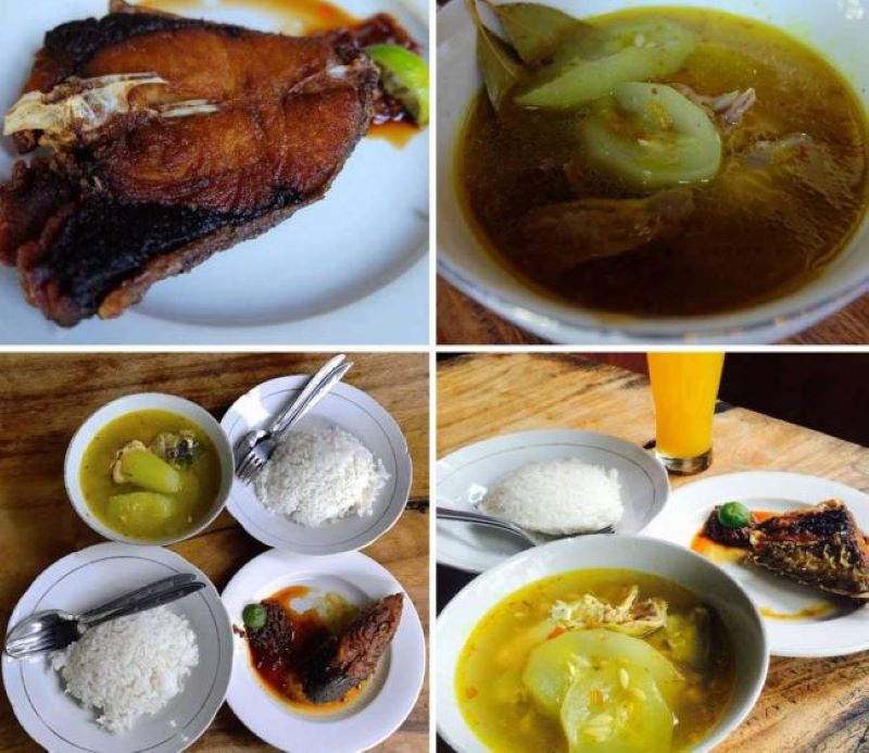 PUNYA DAYA TARIK: Penampakan sop ikan dan ikan goreng ala Makbeng Sanur yang terkenal ke seantero nusantara