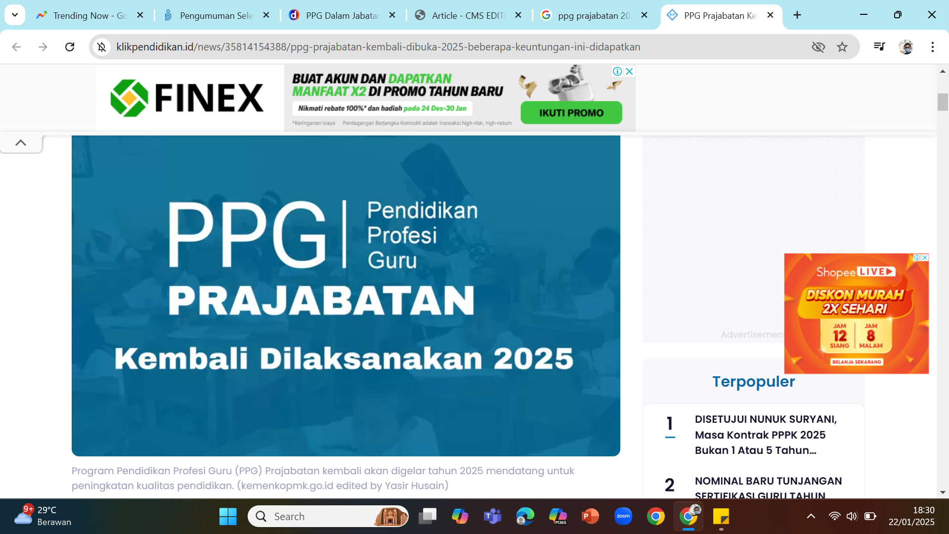 SEGERA DIBUKA - Pendaftaran seleksi program profesi guru (PPG) prajabatan 2025 segera dibuka pada Maret 2025.