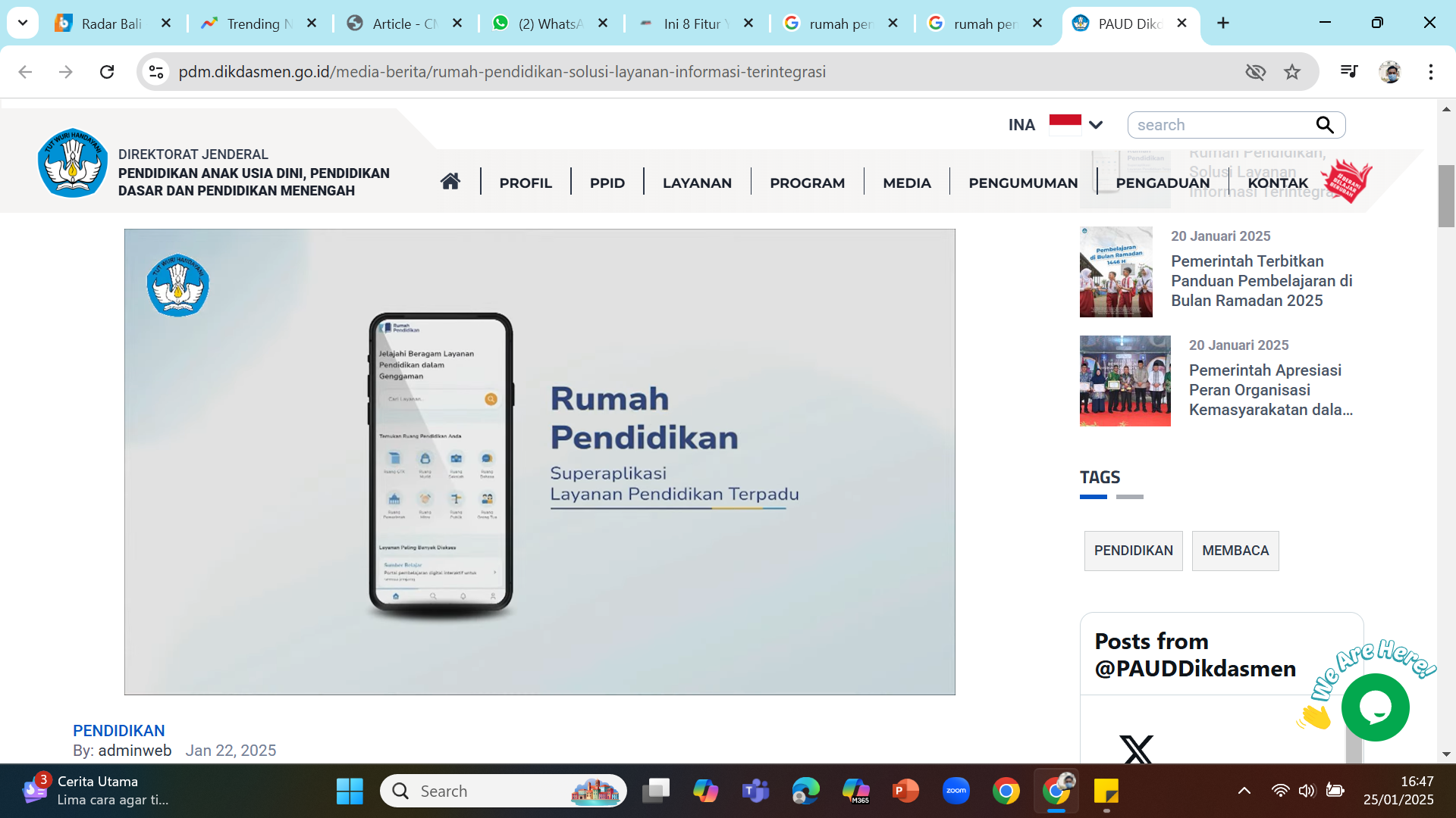 SUPER APPS - Aplikasi Rumah Pendidikan yang diluncurkan untuk mendukung digitalisasi pendidikan.