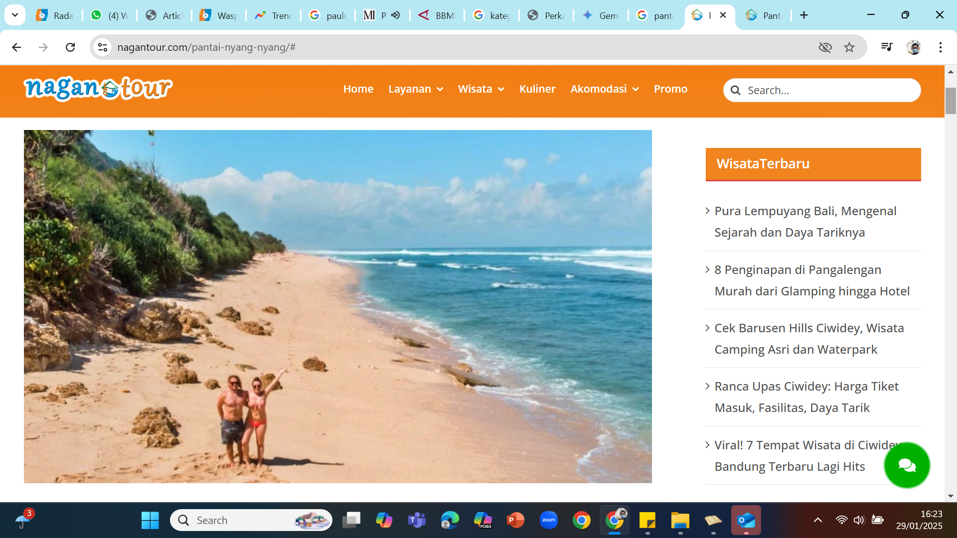BUKAN UNTUK PEMULA - Pantai Nyang Nyang di Uluwatu menawarkan garis pantai 1,5 km yang tenang dan gelombang tinggi yang menantang untuk surfing atau sekadar menikmati sunset dan Bimasakti.