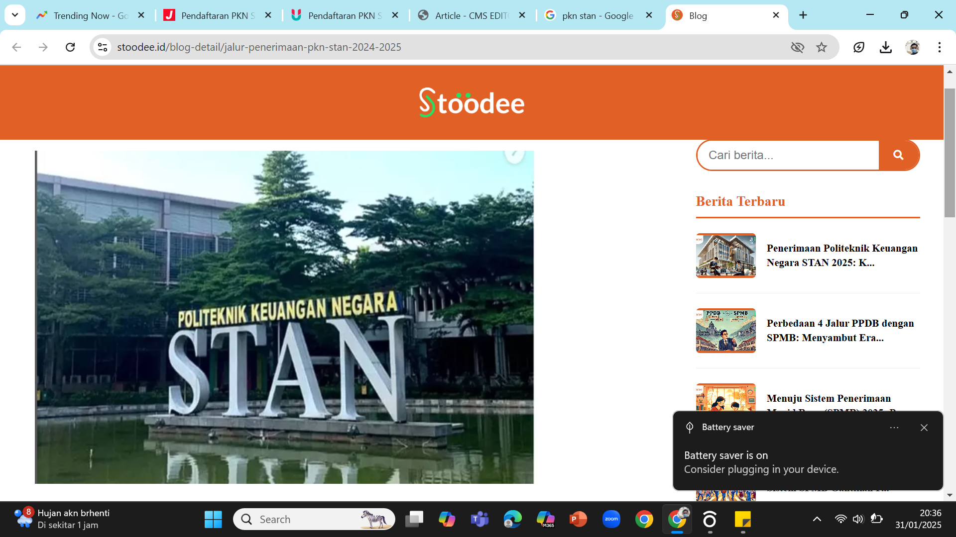PRESTISIUS - Kampus Politeknik Keuangan Negara STAN di Bintaro, Tangerang Selatan.