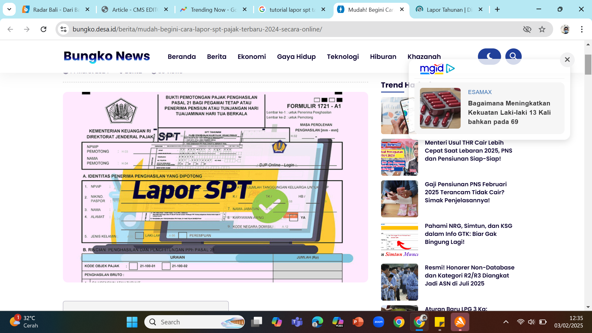 Tutorial Lapor Pajak Tahunan - Pelaporan SPT pajak tahunan 2025 sudah dibuka. Dapatkan tutorial laporan SPT pajak tahunan Anda di artikel ini.
