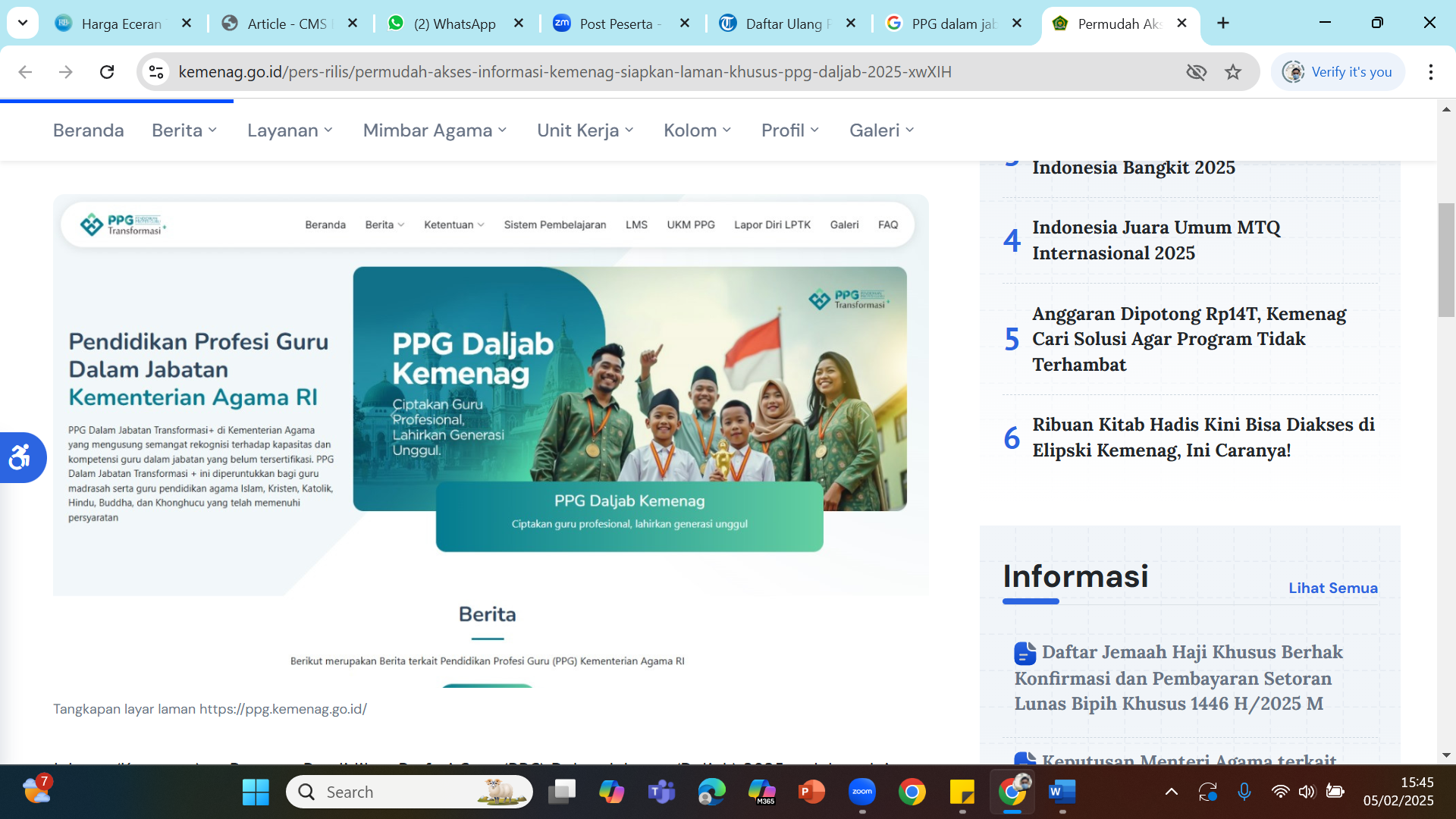 SEGERA DIBUKA - Program PPG Dalam Jabatan Kementerian Agama 2025 batch 3.