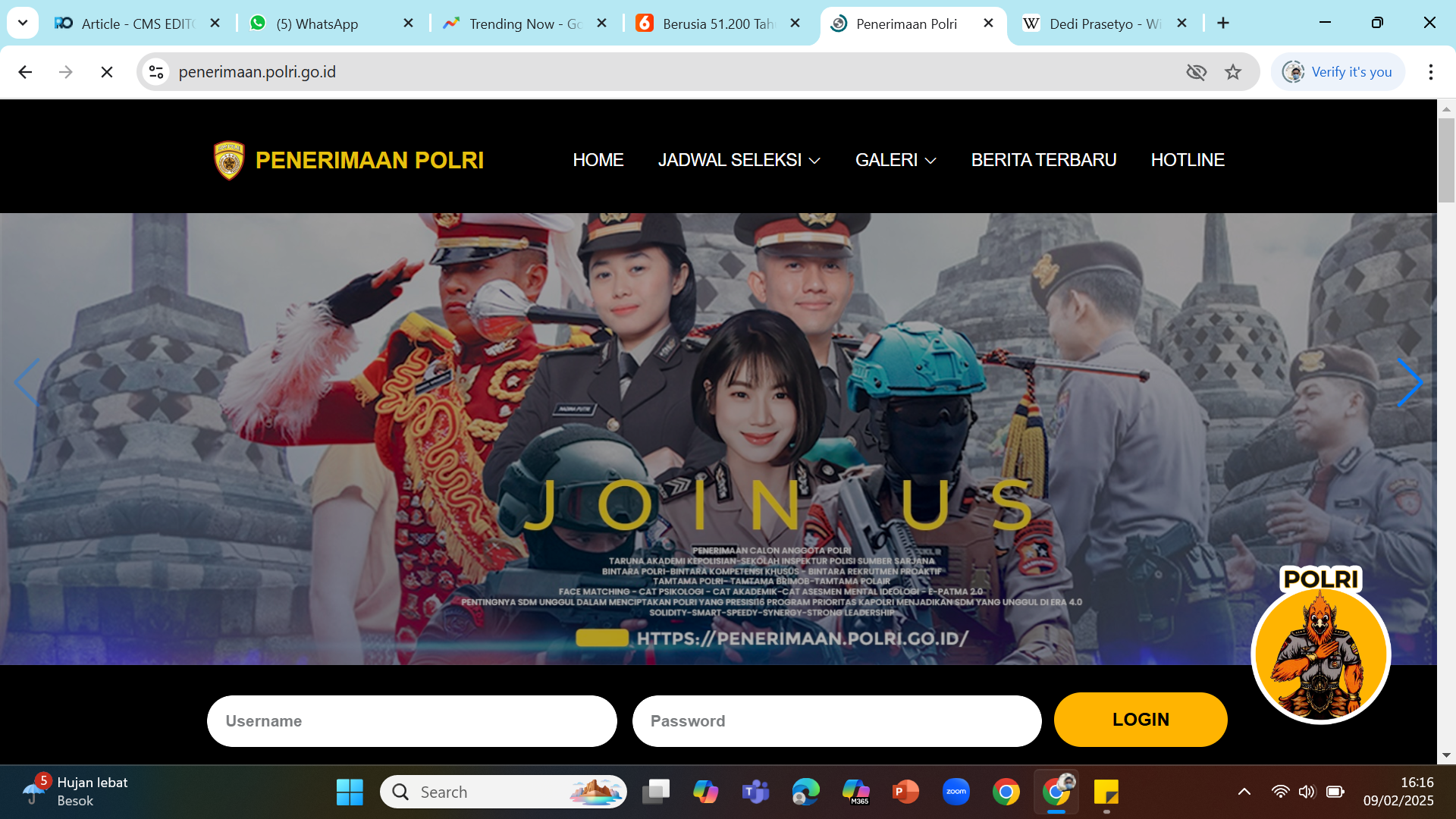 JALUR KHUSUS - Polri membuka jalur khusus santri dan hafiz di penerimaan calon anggota Polri 2025.