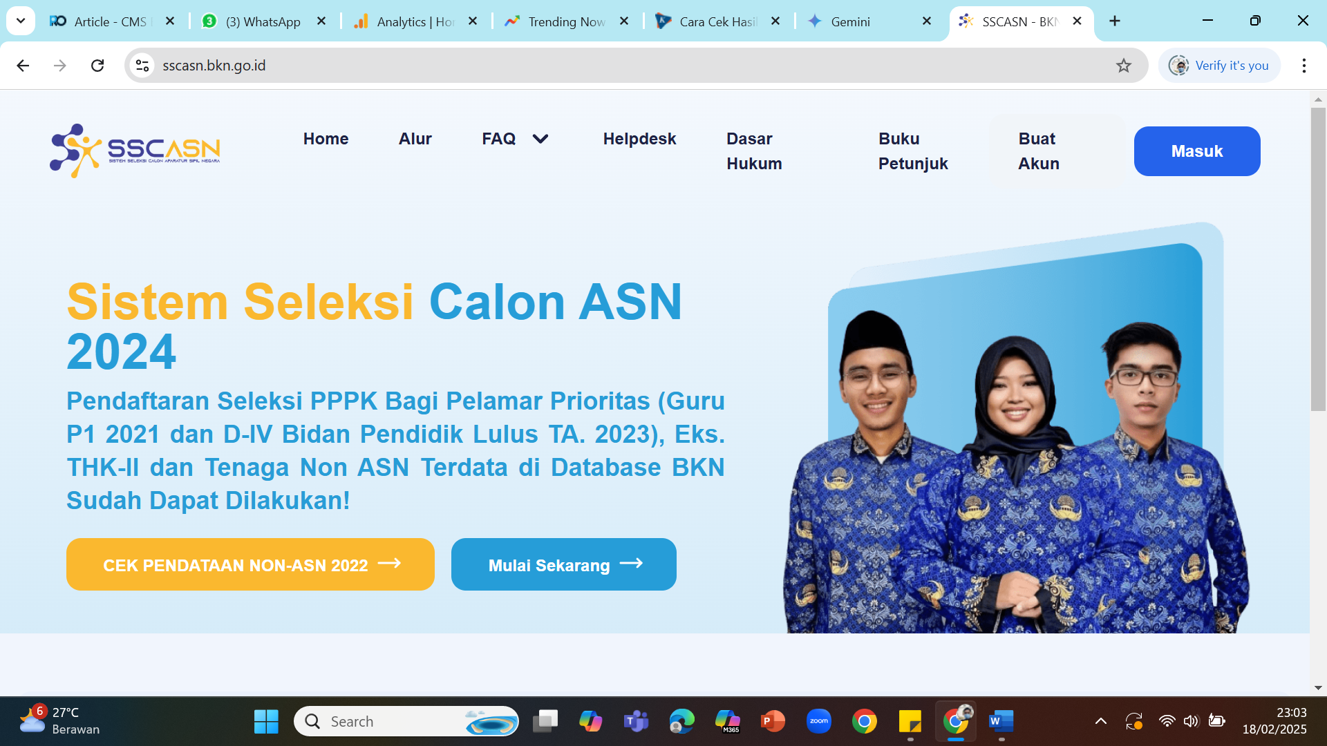 SSCASN - Tampilan layar situs SSCASN Badan Kepegawaian Negara.