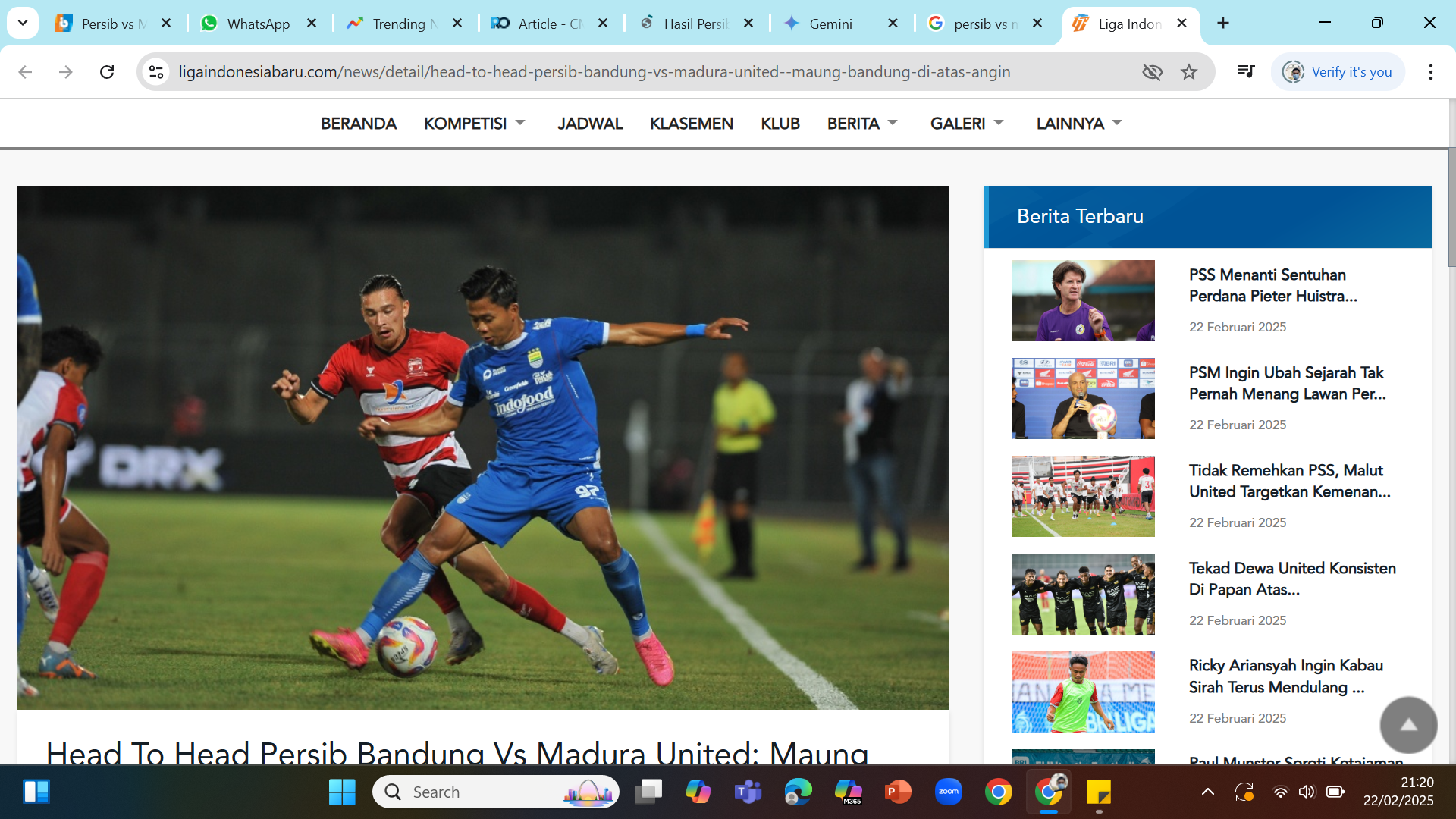 BUANG PELUANG - Persib dan Madura United membuang peluang dengan bermain imbang di GBLA.