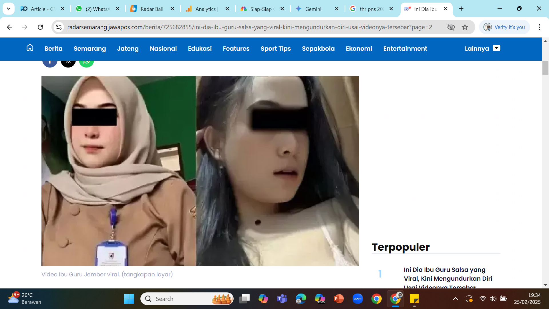 Video Ibu Guru Jember viral. (tangkapan layar)
