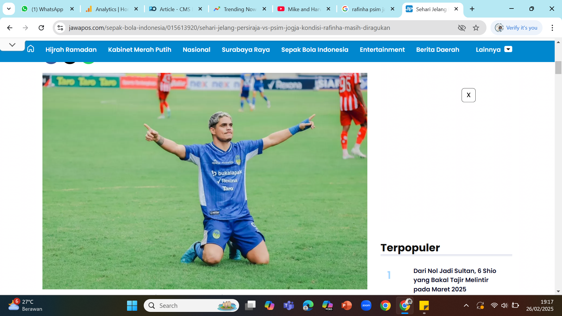 IDOLA BARU - Striker PSIM asal Brazil, Rafinha, mampu menjadi top scorer Liga 2 2024/2025 dengan torehan 20 gol.