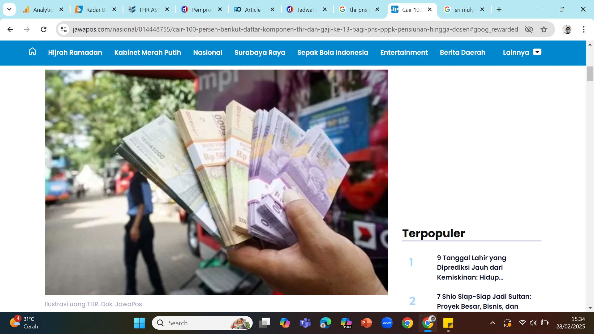 Ilustrasi - Pencairan THR bagi ASN akan dilakukan maksimal 10 hari sebelum lebaran.