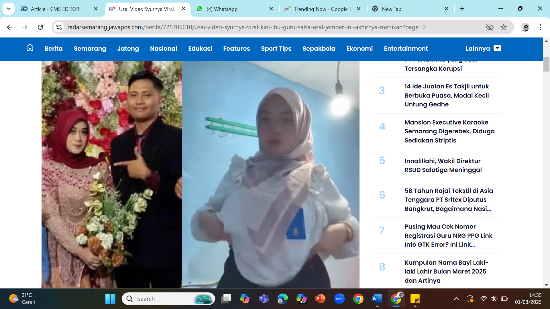 RESMI - Salsabila dan Luqman Hakim setelah menikah pada Jumat 28 Februari 2025.